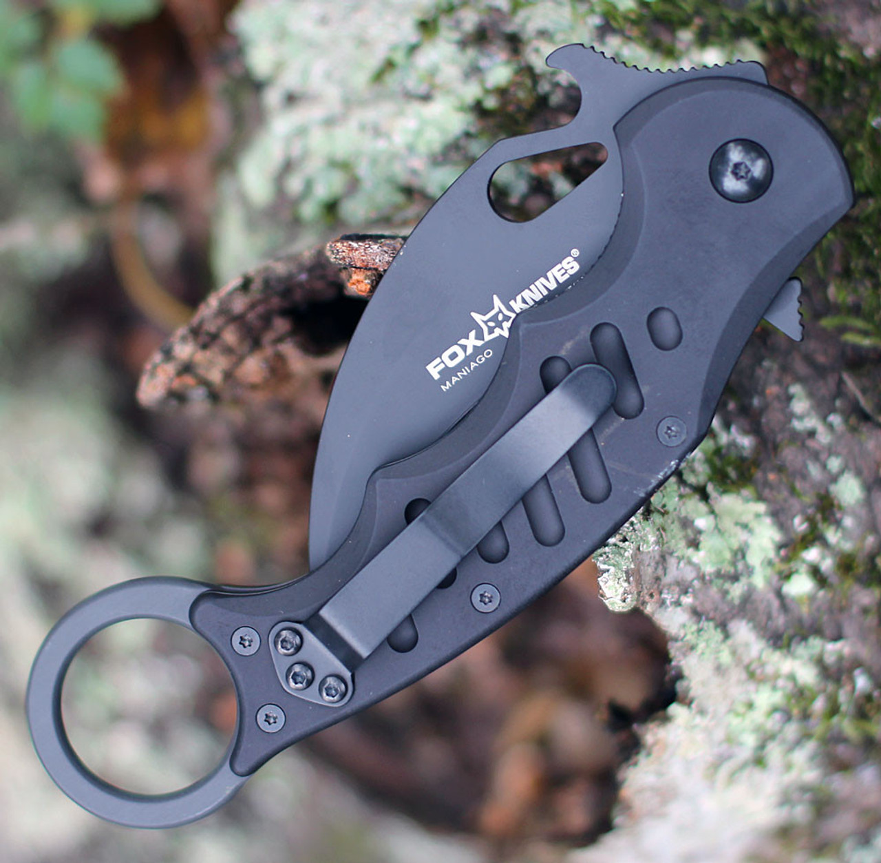 FOX Knives Folding Karambit 478B, 3.2 in. N690Co Black blade, Black T6-6061 Aircraft Aluminum