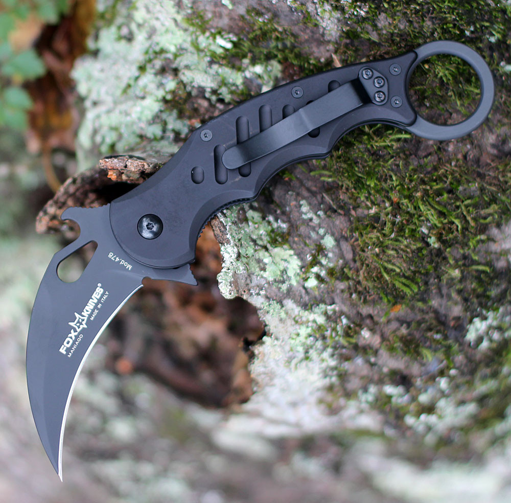 FOX Knives Folding Karambit 478B, 3.2 in. N690Co Black blade