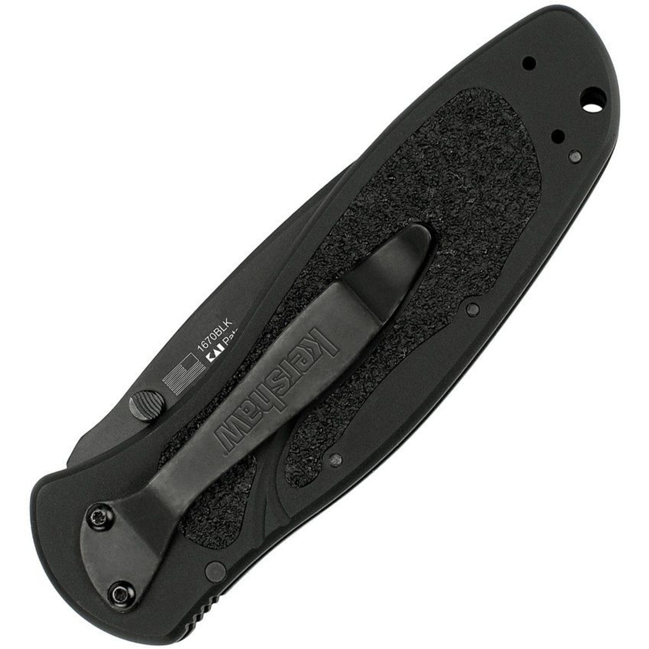 Kershaw Blur Assisted Opening Knife (1670BLK)- 3.40" Black Sandvik 14C28N Drop Point Blade, Black Aluminum Handle