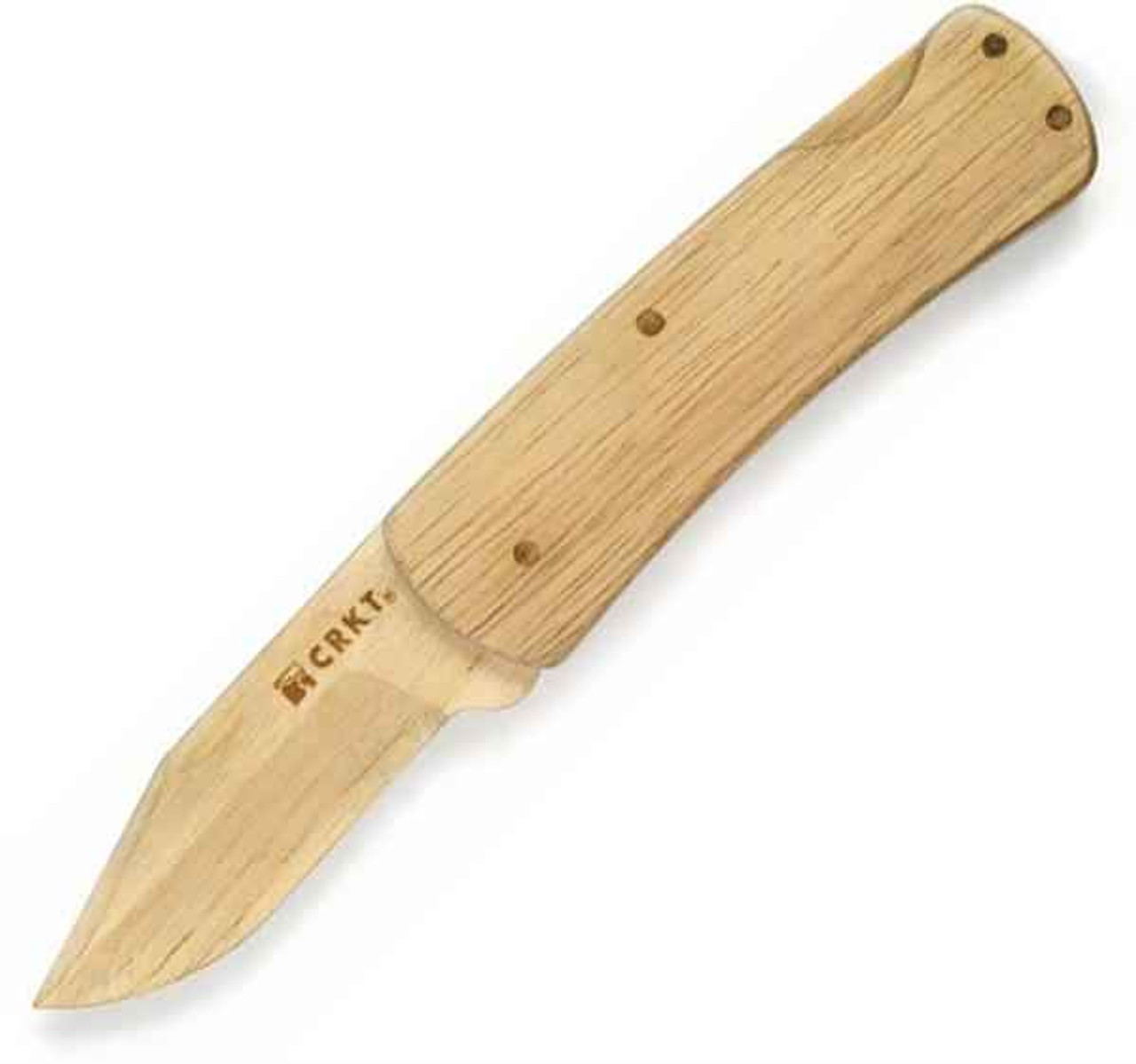 CRKT Nathan's Wooden Knife Kit (CR1032) 3.5" Wood Drop Point Plain Blade, Wooden Handle
