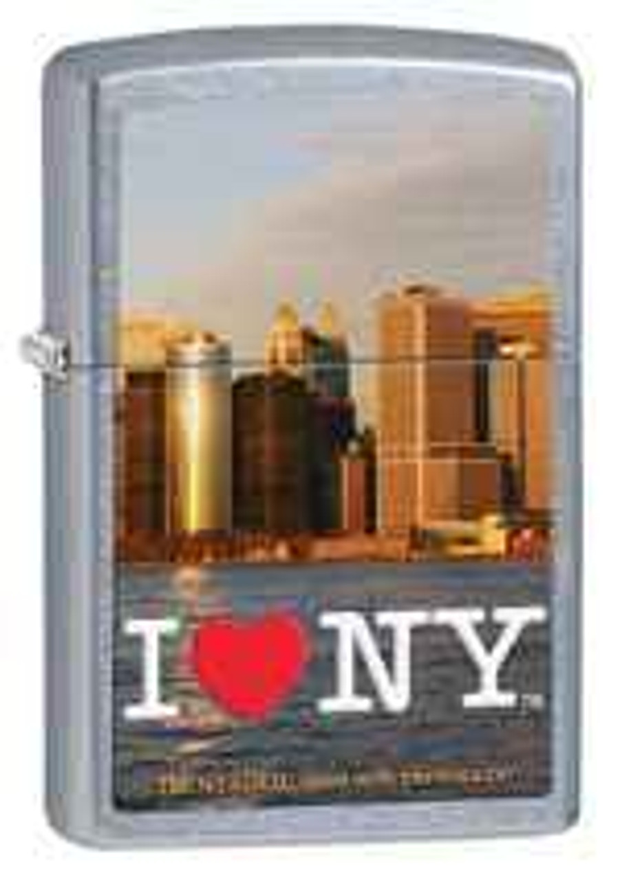 Zippo Z28427 Classic Lighter, "I Love New York" Skyline Image, Street Chrome