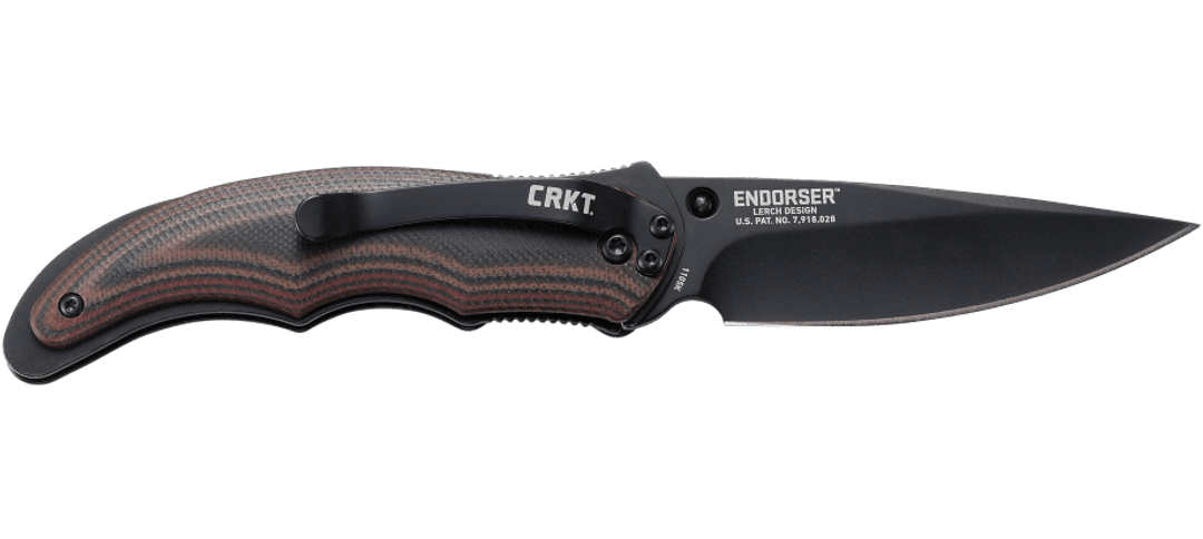 CRKT 1105K showing Fire Safe thumb stud and OutBurst assist.