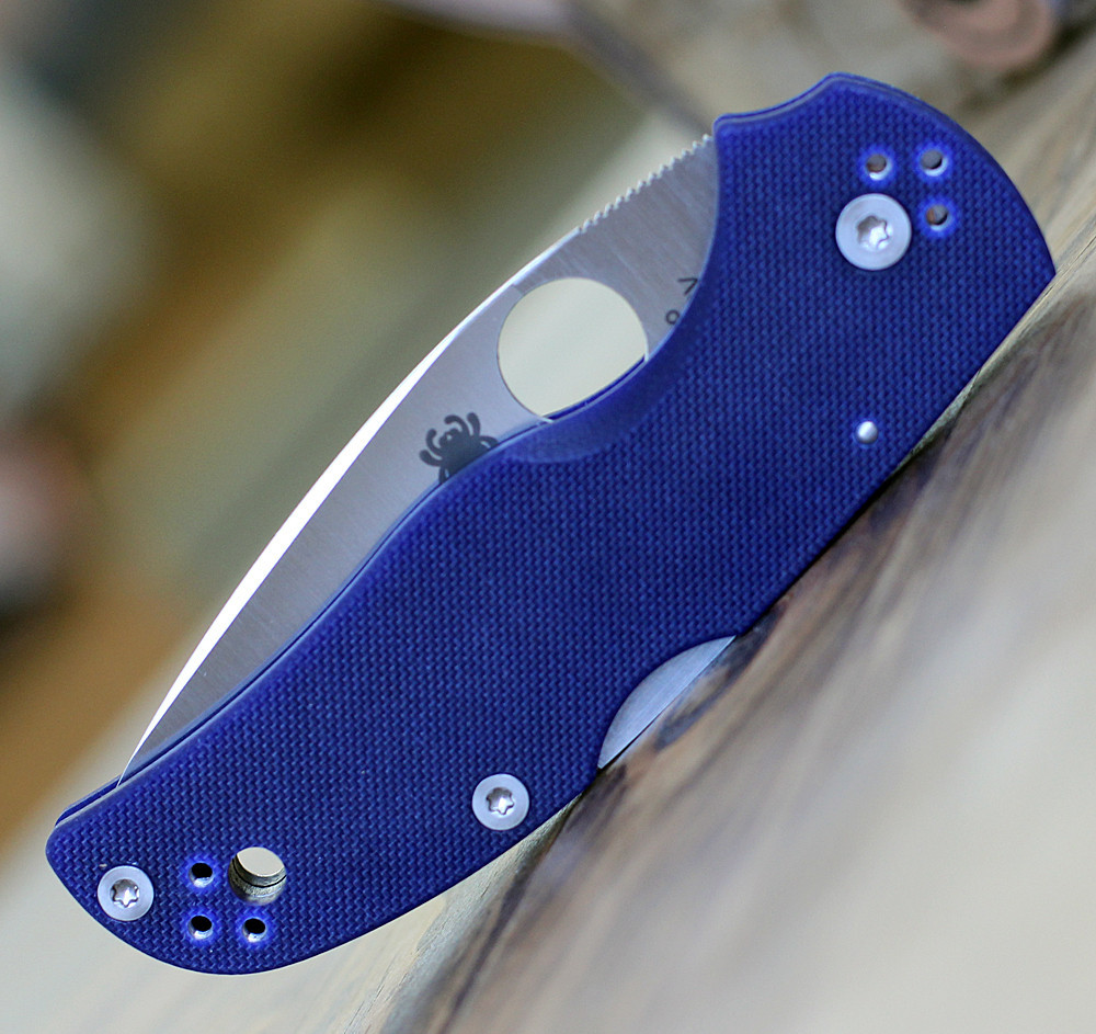 Close-up CPM S110V leaf-shaped blade and Round Hole on Native 5