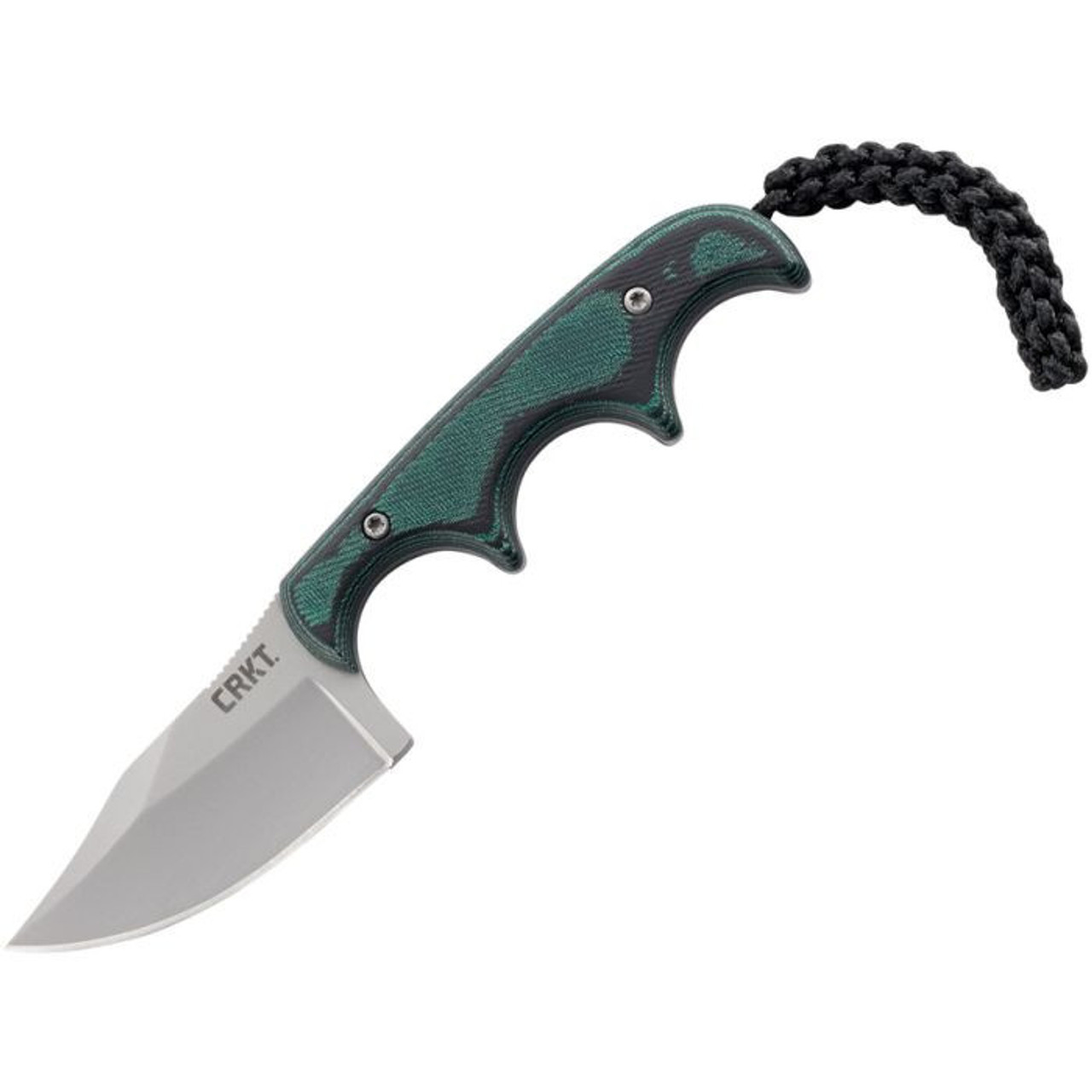CRKT Minimalist Bowie (CR2387) 2.13" 5Cr15MoV Bead Blasted Bowie Plain Blade, Green Micarta Handle, Black Thermoplastic Sheath
