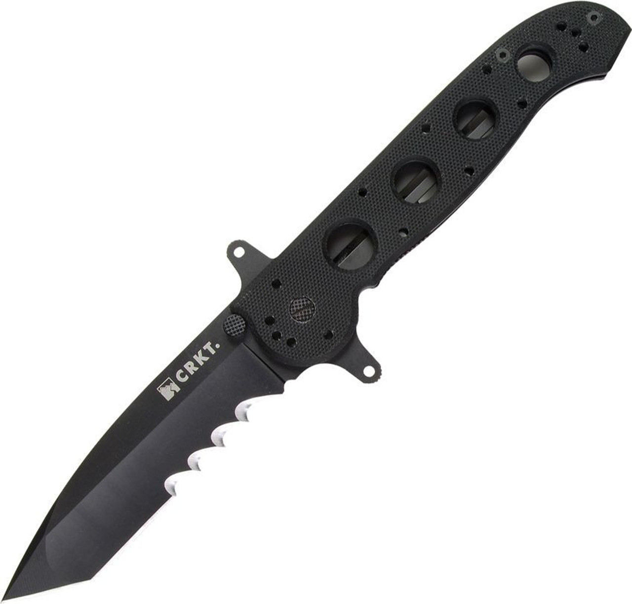 CRKT M16 Big Dog Special Forces (CR14SFG) 3.95" 1.4116 Black Teflon Coated Tanto Partially Serrated Blade, Black G-10 Handle