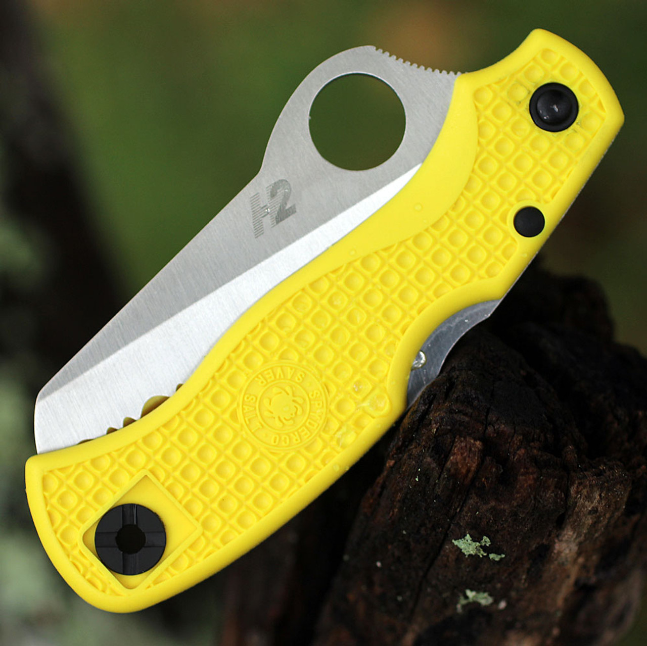 Spyderco C118SYL Salt Clipit, 3.09" H-2 Steel Serrated Blade, Yellow FRN Handle