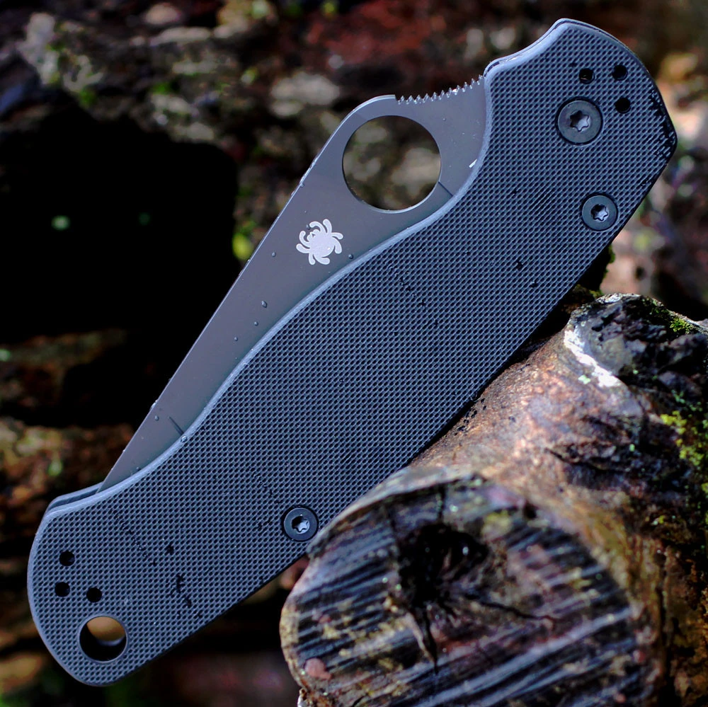Spyderco Para Military 2 C81GPBK2 with black DLC CPM S45VN plain edge blade and black G-10 handle