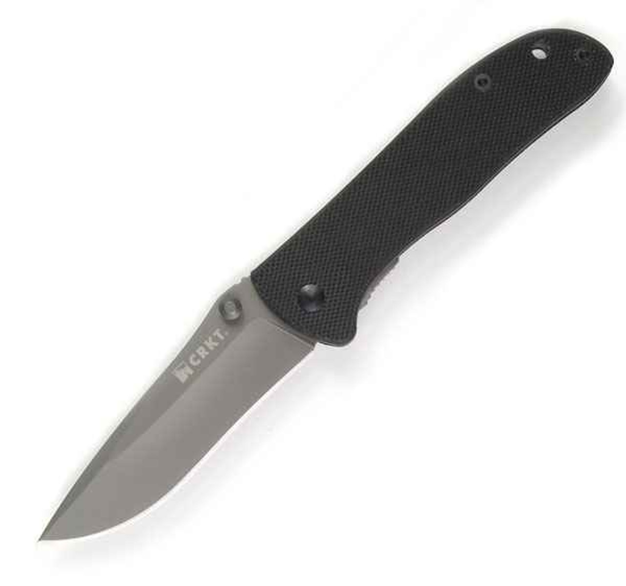 CRKT Drifter (CR6450K) 2.88" 8Cr14MoV Titanium Coated Drop Point Plain Blade, Black G-10 Handle