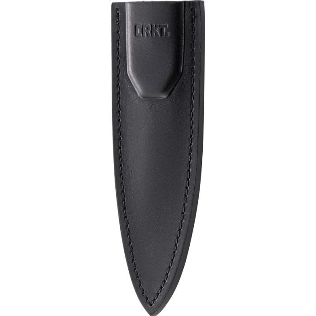CRKT Shrill (CR2075) 4.75" 8Cr13MoV Titanium Coated Double Edge Spear Point Plain Blade, Black and Gray Micarta Handle, Black Leather Belt Sheath