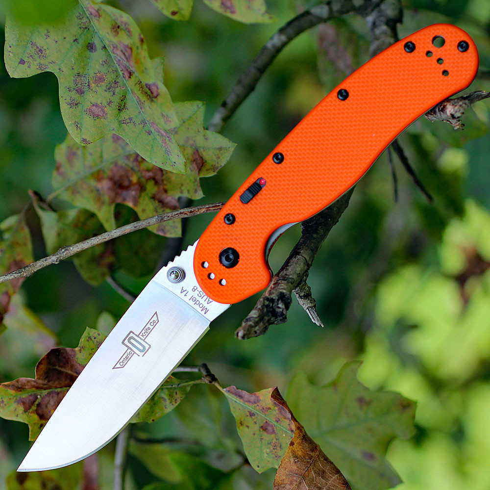 Ontario RAT Model 1A A/O Folder, 3.5 in. AUS8 Blade Steel, Orange
