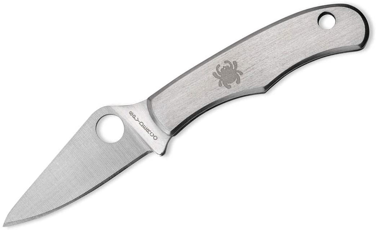 Spyderco Bug Knife C133P, Plain Blade, Stainless Handle