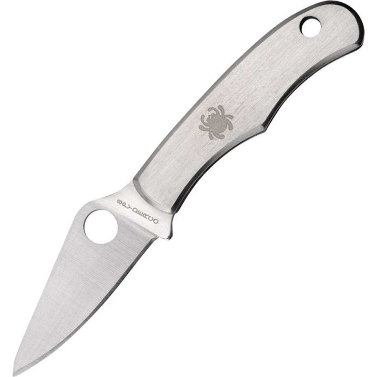 Spyderco Bug Micro-Size Folding Knife 1.27" Satin Plain Blade, Stainless Steel Handles, Slipjoint (non-locking) - C133P