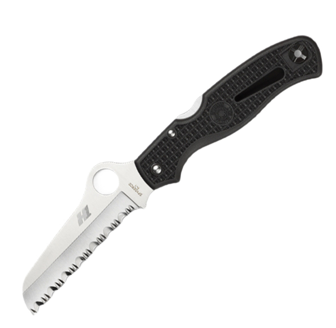 Spyderco Atlantic Salt - Blk FRN ( 3.7" H-1 Satin Serrated) C89SBK