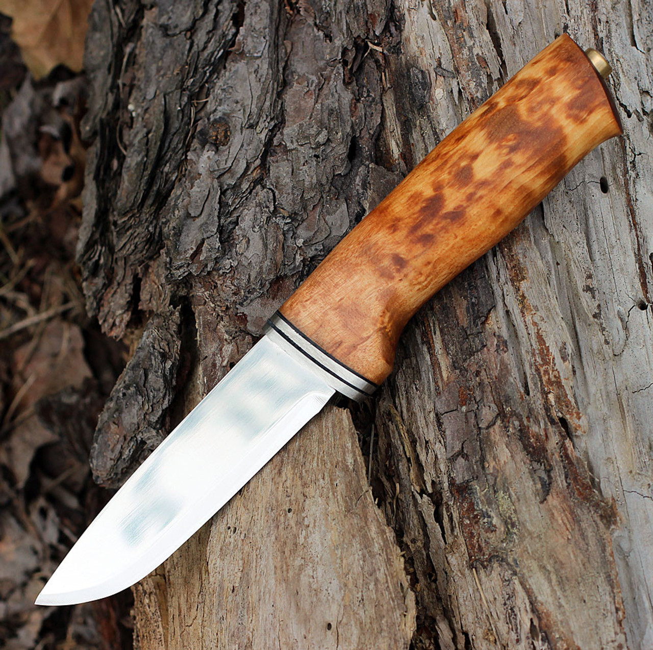 Helle Alden, Sandvik 12C27 Stainless Steel, Curly Birch Handle