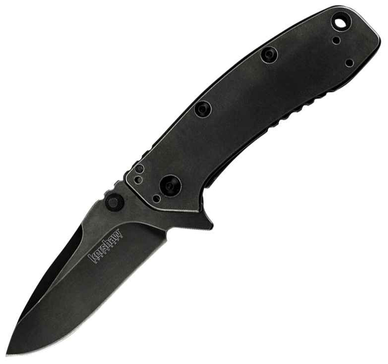 Kershaw Cryo II Assisted Opening Knife (1556BW)- 3.25" Blackwashed 8Cr13MoV Drop Point Blade, Blackwashed Stainless Steel Handle