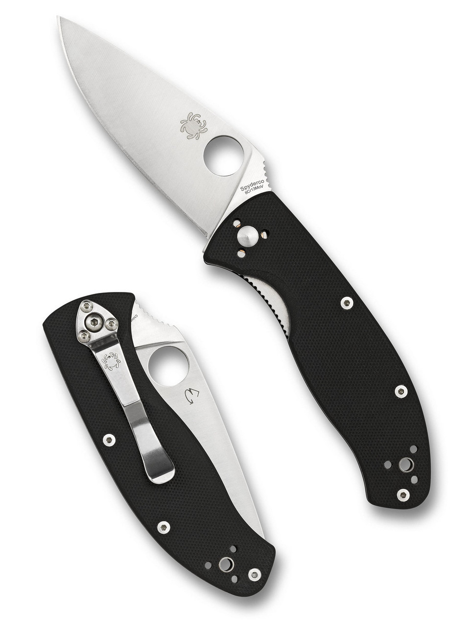 Spyderco TenaciousÂ® Folding Knife 3-3/8" Satin Plain Blade, Black G10 Handles, Liner Lock - C122GP