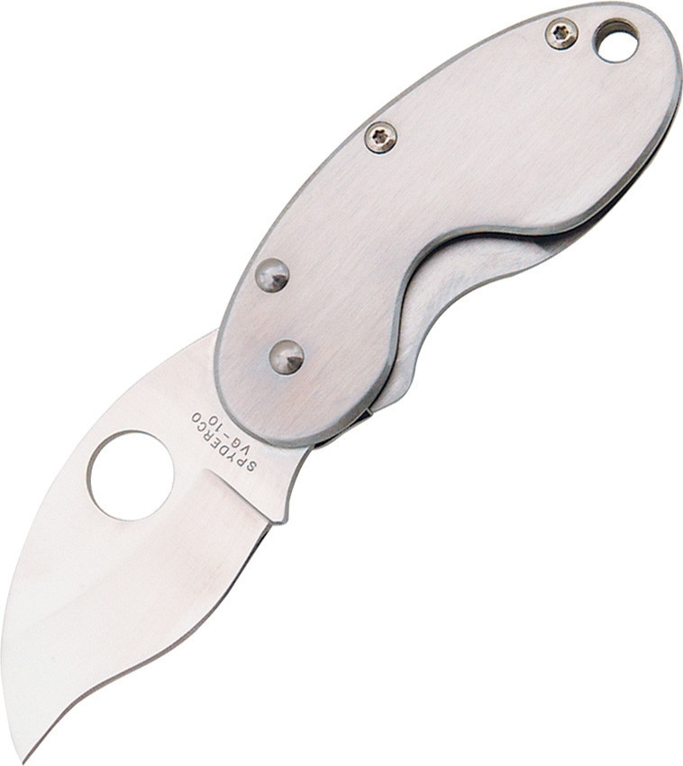 Spyderco Cricket C29P 1.88" VG-10 plain hawkbill blade, stainless steel handle