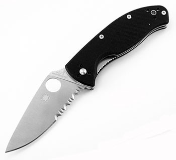 Spyderco TenaciousÂ® Black G-10 Combination Edge- Serrated/Plain (C122GPS)