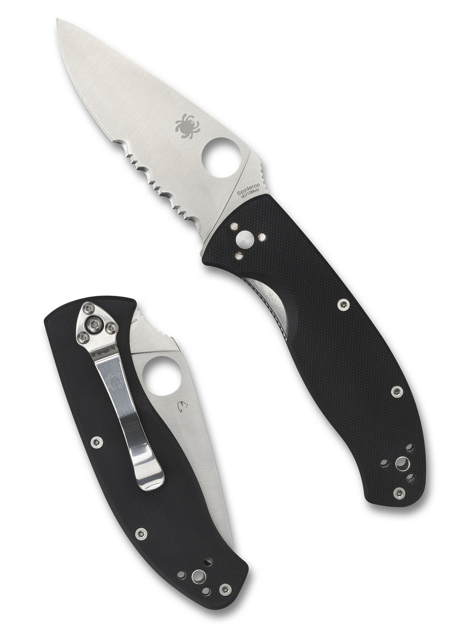 Spyderco Tenacious® Black G-10 Combination Edge- Serrated/Plain (C122GPS)