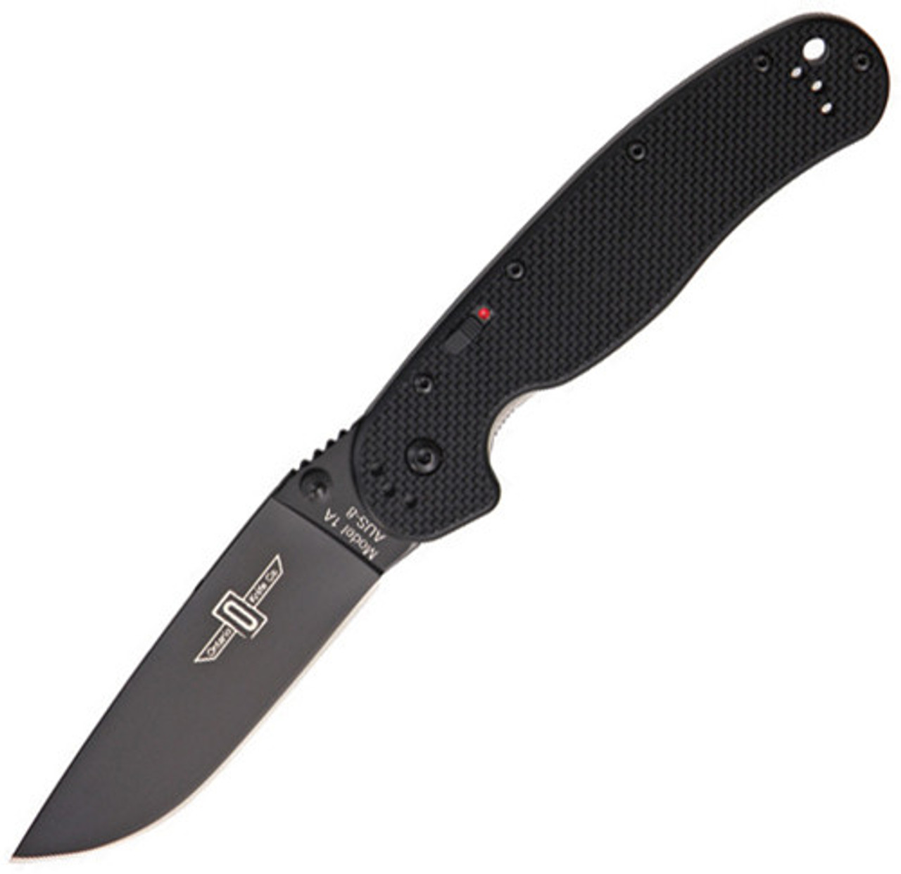 Ontario RAT Model 1A A/O Folder, Black AUS8, Black G-10 Handle