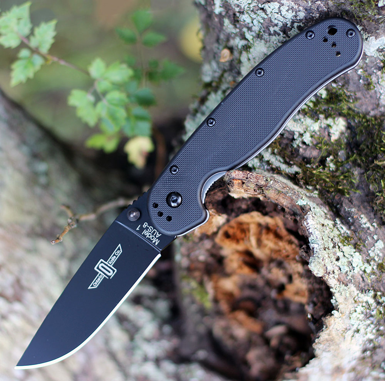 Ontario Rat Folder, Black Blade, Black Handle, PlainEdge