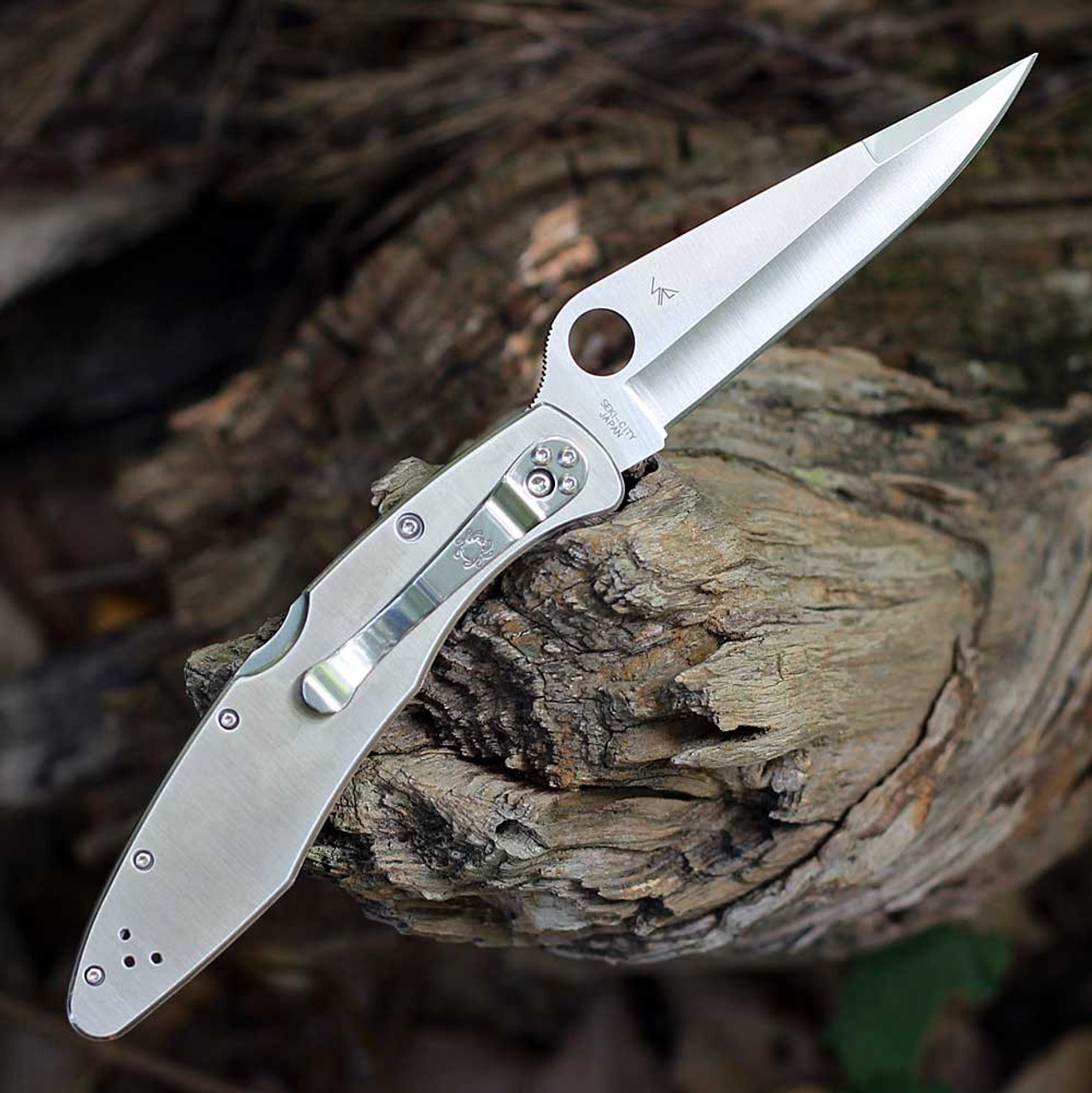 Spyderco C07P Police, 4.125" VG-10 Plain Blade, Stainless Steel