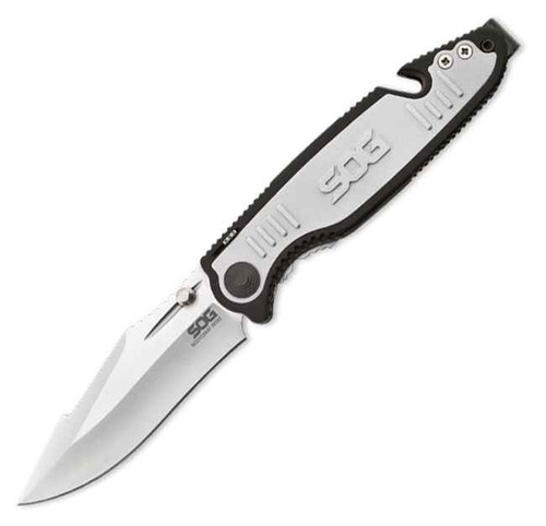 SOG Boot camp Mini Folder, Satin 8Cr13MoV, Black GRN/Aluminum Handle