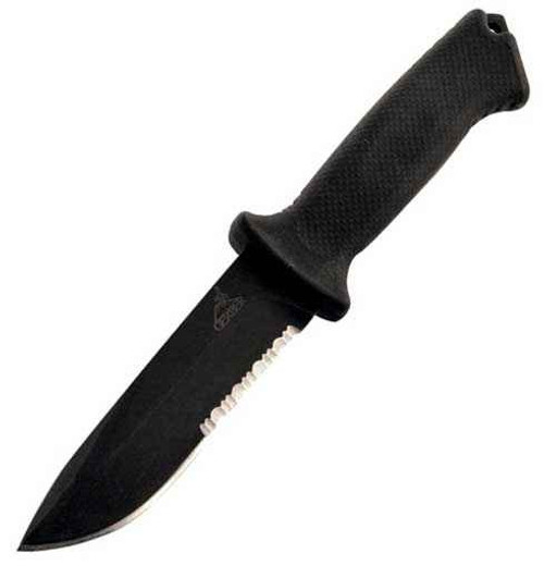 Gerber Prodigy, Soft-Grip Handle, Black Combo Blade, Nylon Sheath