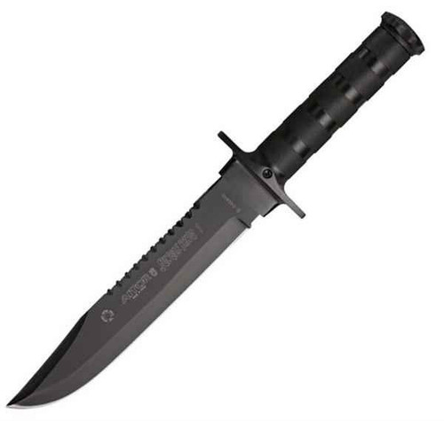 Aitor 16016 Jungle King I & Survival Kit, 8.12" SS Plain Blade, Black SS Handle, OD Green Nylon Sheath