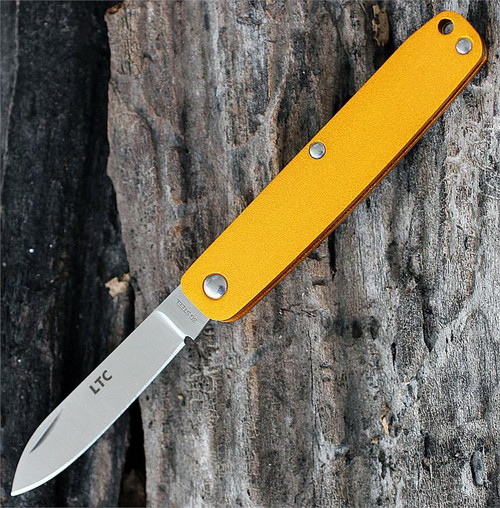 Fallkniven Legal to Carry Pen Knife (LTCOR) 2.3" 3G Satin Drop Point Plain Blade, Orange Aluminum Handle