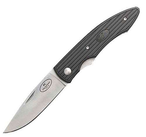 Fallkniven PC Lightweight Folder (FNPCF) 2.88" Lam.CoS Satin Drop Point Plain Blade, Black Grooved Grilon Handle