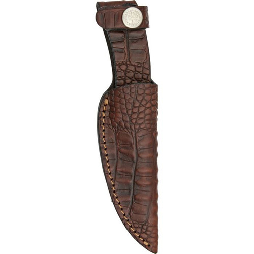 Brown leather sheath with embossed carry for Boker Arbolito Pine Creek