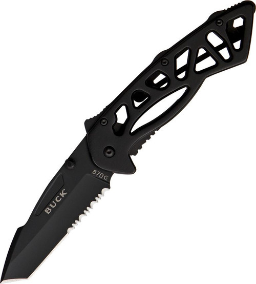 Buck 870 Bones – Black Coated, 3" 420HC Combo Blade Folding Knife 0870BKX