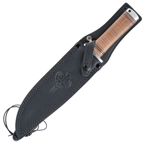 Fallkniven Northern Light Series Njord (NL3) 5.9" Satin VG10  Plain Blade, Stacked Leather Handle with Black Leather Sheath