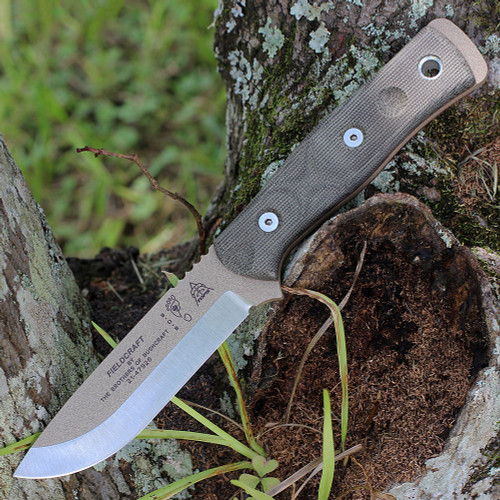 TOPS BROSTAN B.O.B. Fieldcraft, 4.75" 1095 Plain Blade, Green Canvas Micarta Handle-Kydex Sheath