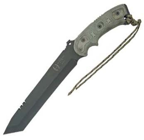 Tops Anaconda Woodmaster Tanto Point, Black Linen Micarta.