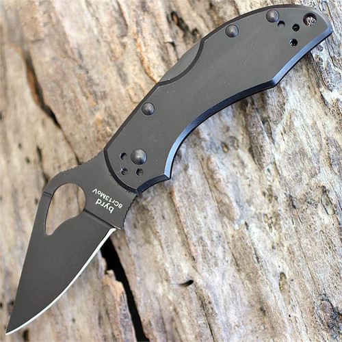 Byrd Robin 2 (BY10BKP2) 2.4" 8Cr13MoV Black Drop Point Plain Blade, Black Oxide Coated Stainless Steel