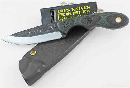 TOPS Knives Scandi Fixed Blade, 1095 High Carbon Steel, Green/Black G-10 Handle