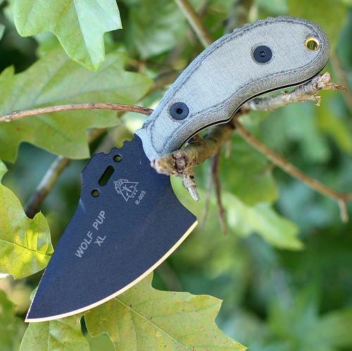 Tops Wolf Pup XL TPWP011. 7 1/2 in., Black Traction Coating, Black Micarta