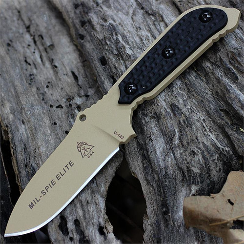 Tops Mil-Spie 3 Elite, Coyote Tan Hunters Point Blade with Black Linen Micarta