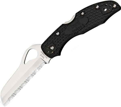 Byrd Meadowlark 2 Rescue (BY19SBK2) 3.05" 8Cr13MoV Satin Sheepsfoot Serrated Blade, Black Fiberglass Reinforced Nylon Handle