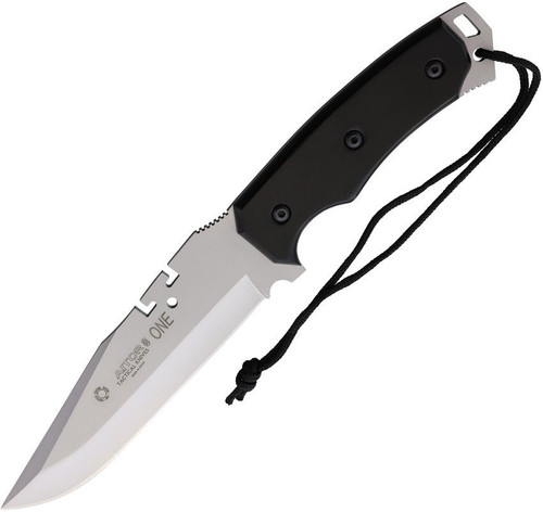 AITOR 16130 UNO KNIFE, 5.62" SS Plain Blade, Black Fenolgraf Handles, Nylon Sheath