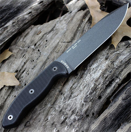 ESEE Knives Hoffman, CM-6-TG-B, Tactical Gray Plain Edge Blade, Black G-10 Handle, Black Kydex Sheath and Clip Plate
