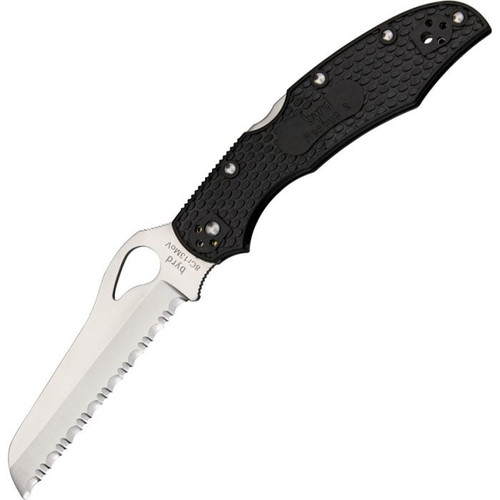 Byrd Cara Cara 2 Rescue (BY17SBK2) 3.91" 8Cr13MoV Satin Sheepsfoot Serrated Blade, Black Glass Filled Nylon