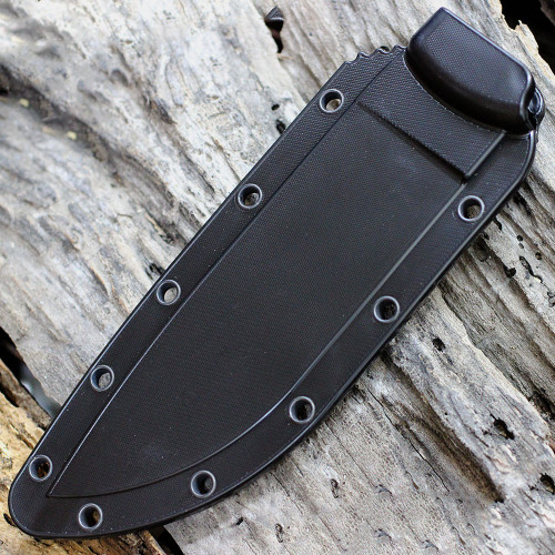 ESEE-6 Fixed Blade Knife (ESEE-6S-B)-6.50" 1095 Partially Serrated Drop Point Blade, Gray Micarta Handle