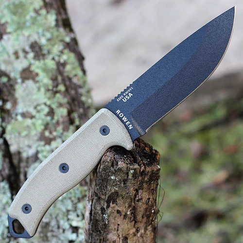 ESEE-5 ESEE-5P-KO-E 1095 Black Saber Grind Blade Open Detail View