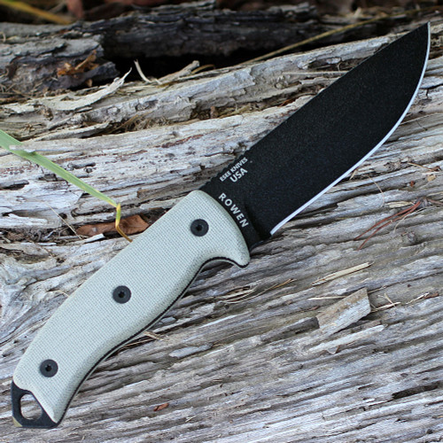 ESEE-5 Fixed Blade Knife (ESEE-5P-E)-5.25" Black 1095 Drop Point Blade, Tan Micarta Handle