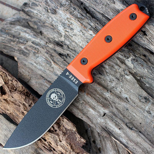 ESEE-Advanced Survival Kit (ESEE-ADVANCED-KIT-OR)-4.5" Black 1095 Drop Point Blade, Orange G-10 Handle | Orange Bag