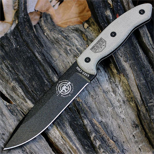 ESEE-CM6 Fixed Blade Knife (ESEE-CM-6)-5.88" Black 1095 Clip Point Blade, Tan Micarta Handle