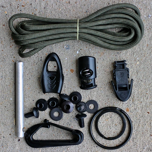 ESEE Izula II Survival Kit IZULA-II-OR-KIT Kit Contents Flat Lay Detail View